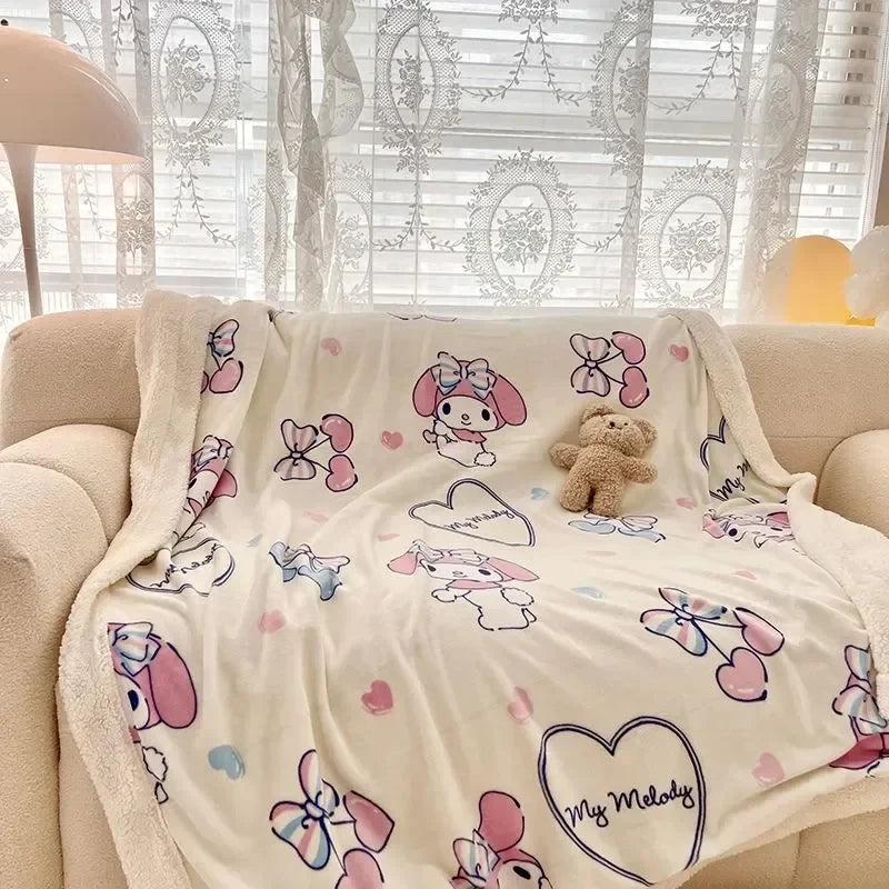 Disney Stitch Milk Velvet Flannel Children Adult Blanket Cartoon Cute Plush Air Conditioning Nap Blanket Quilt Soft Shawl Gift