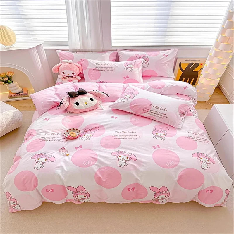 Kawaii Cinnamoroll Duvet Cover and Pillowcase Set Cute Cartoon Bedding for Girls Home or Dorm Room Decoration Gift
