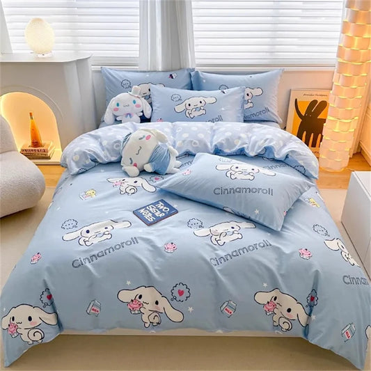 Kawaii Cinnamoroll Duvet Cover and Pillowcase Set Cute Cartoon Bedding for Girls Home or Dorm Room Decoration Gift